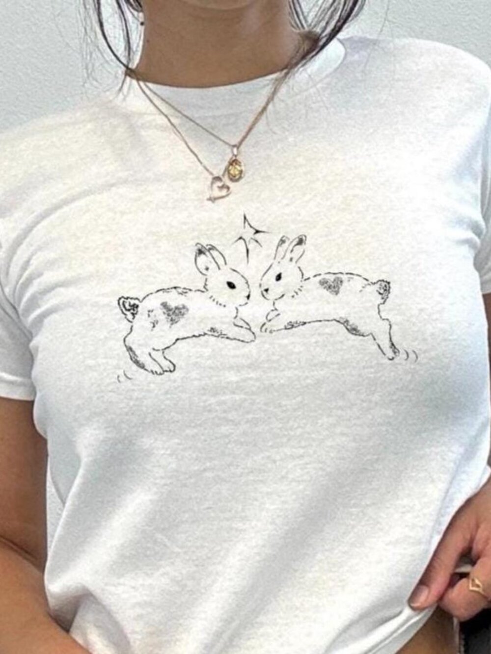 Bunnies Baby Tee | Vintage Y2K Graphic Shirt | Coquette Aesthetic Bunny Top